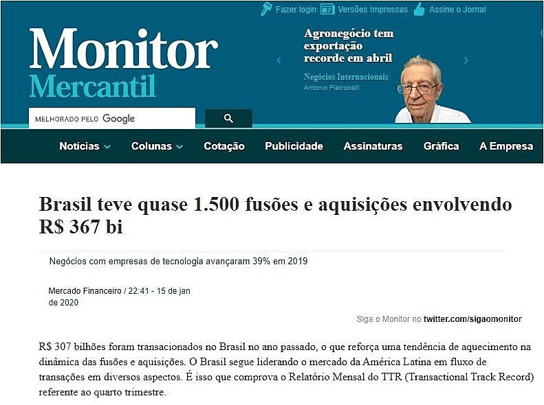 Brasil teve quase 1.500 fuses e aquisies envolvendo R$ 367 bi